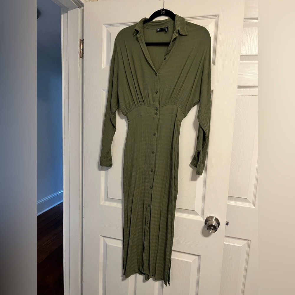 ASOS Green Long Sleeve Shirtdress